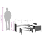 Garden Sofa with Table and Cushions L-Shaped Black Poly Rattan 365571