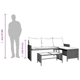 Garden Sofa with Table and Cushions L-Shaped Black Poly Rattan 365571