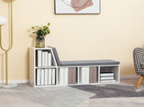 Bookcase Storage Shelf with Cushioned Reading Seat, Bookshelf Storage Cabinet for Study Living Room, T3398P329835