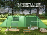 Four Man Duo Room Tunnel Tent, with Accessories - Green T3398P349028