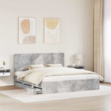 Bed Frame with Drawer Concrete Grey 200 x 200 cm Engineer Wood 3412563