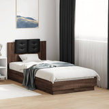 Bed Frame with LED without Mattress Brown Oak 90x190 cm Single 3210065