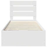 Bed Frame with Drawer White 75 x 190 cm Engineer Wood 3411868