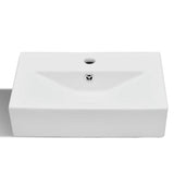 141932 Ceramic Bathroom Sink Basin Faucet/Overflow Hole White Rectangular