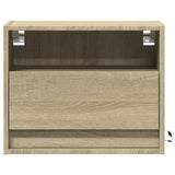 ZNTS Wall-mounted Bedside Cabinet with LED Lights Sonoma Oak 852065