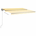 ZNTS Manual Retractable Awning with Posts 4x3.5 m Yellow and White 3070218