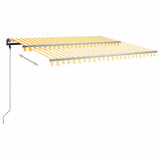 ZNTS Manual Retractable Awning with Posts 4x3.5 m Yellow and White 3070218