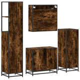 4 Piece Bathroom Furniture Set Smoked Oak Engineered Wood 3301267