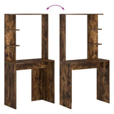 Desk with Shelf Smoked Oak 78.5 x 37 x 154.5 cm Engineered Wood 869342