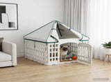 4 Panel Dog Playpen with Roof White 63 x 63 x 67 cm Plastic 42027214