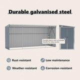 Wall-mounted Garden Shed Grey 118x382x178 cm Galvanised Steel 316230