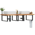 Basin Shelf Wall Mounted Steel and Solid Wood Acacia 3302945