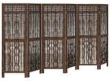 Room Divider 6 Panels Dark Brown Solid Wood Paulownia 358665