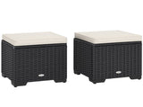 Set of 2 Rattan Storage Ottoman, Outdoor Footstool with Removable Cushions, Garden Storage Seat for T3398P323784
