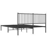 Metal Bed Frame without Mattress with Headboard Black 150x200cm 350866