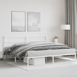 Metal Bed Frame without Mattress with Headboard White 180x200cm 355418