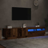 TV Cabinet with LED Lights Old Wood 200x35x40 cm Engineered Wood 3329165