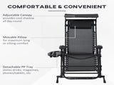 Garden Rocking Chair Folding Recliner Outdoor Adjustable Sun Lounger Rocker Zero-Gravity Seat with T3398P318849