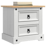Bedside Table Corona White 53 x 39 x 47 cm Solid Pine Wood 42021188