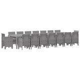 Garden Dining Set with Cushions 17 pcs Light Grey PP 3378668