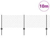 Chainlink Fence with Post 10 x 0.6 m PVC-Coated Steel Grey Mesh 3336266
