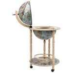 ZNTS Globe Bar Wine Stand Eucalyptus Wood Blue 320906