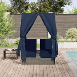 Double Sun Lounger with Roof Grey 205 x 129 x 200 cm PE rattan 3376134