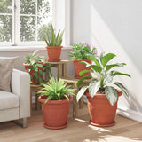 Round Flower Pot 6 pcs Brick Red 34 x 28 cm Plastic 42020282