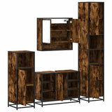 4 Piece Bathroom Furniture Set Smoked Oak Engineered Wood 3301242