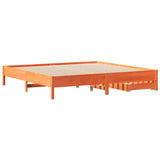 Bed Frame without Mattress Wax Brown 200x200 cm Solid Wood Pine 3301700