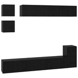 TV Cabinet Set Wall-mounted 8 pcs Black Oak Engineered Wood 3393166