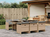 7 Piece Garden Dining Set with Cushions Mix Beige Poly Rattan 3210552