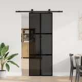 Sliding Door with Hardware Set 76x205 cm Tempered Glass&Aluminium 3332983