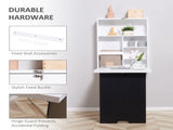 Folding Wall-Mounted Drop-Leaf Table, Convertible Wall Table With Chalkboard and Storage Shelf, T3398P329947