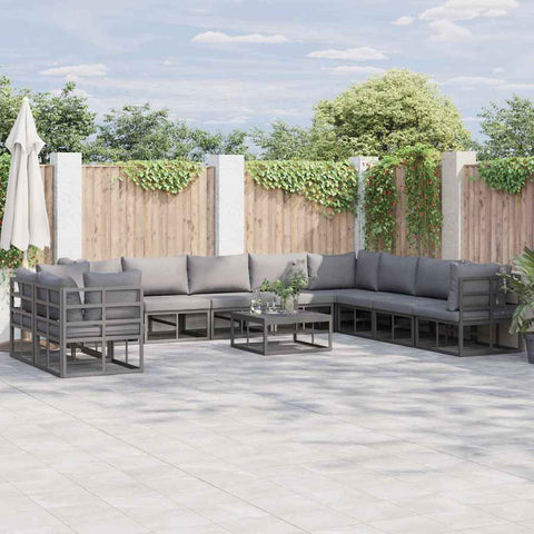 Garden Sofa Set with Cushion Black Aluminium 3378885