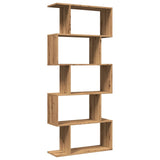 Room Divider Bookcase 5-Tier Artisan Oak 70x24x161 cm Engineered Wood 858101