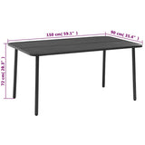 44263 7 Piece Outdoor Dining Set Steel Dark Grey