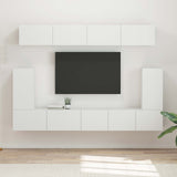 TV Cabinet Set Wall-mounted 5 pcs White Engineered Wood 3409087
