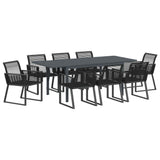 Garden Dining Set 9 pcs Black Poly Rattan 3378829