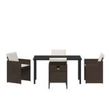 Garden Dining Set 5 pcs Brown Poly Rattan 3380602