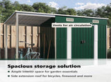 Garden Shed with Extended Roof Green 277x107x181 cm Steel 364524