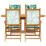 Garden Dining Set Folding 5 pcs Leaf Pattern Solid Acacia Wood 3375750