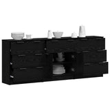 Sideboard 3 pcs Black Oak 181 x 30 x 70 cm Engineered Wood 3332521