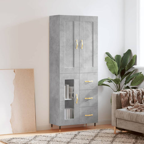 Highboard Concrete Grey 69.5x34x180 cm Engineered Wood 3199925