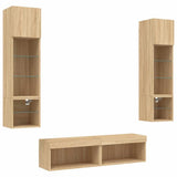 6 Piece TV Wall Units with LED Sonoma Oak Engineered Wood 3216624