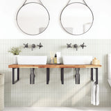 Basin Shelf Wall Mounted Steel and Solid Wood Acacia 3302949