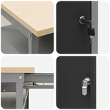 Work Cabinet with Drawer 10 pcs Black Engineered Wood and Steel 3321488