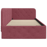 Corner Bed Frame with Headboard Wine Red 90 x 200 cm Fabric 42016498