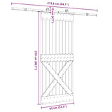 Sliding Door with Hardware Set 85x210 cm Solid Wood Pine 3332768