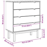 Drawer Cabinet OTTA Brown&Grey 76.5x39.5x90cm Solid Wood Pine 348583